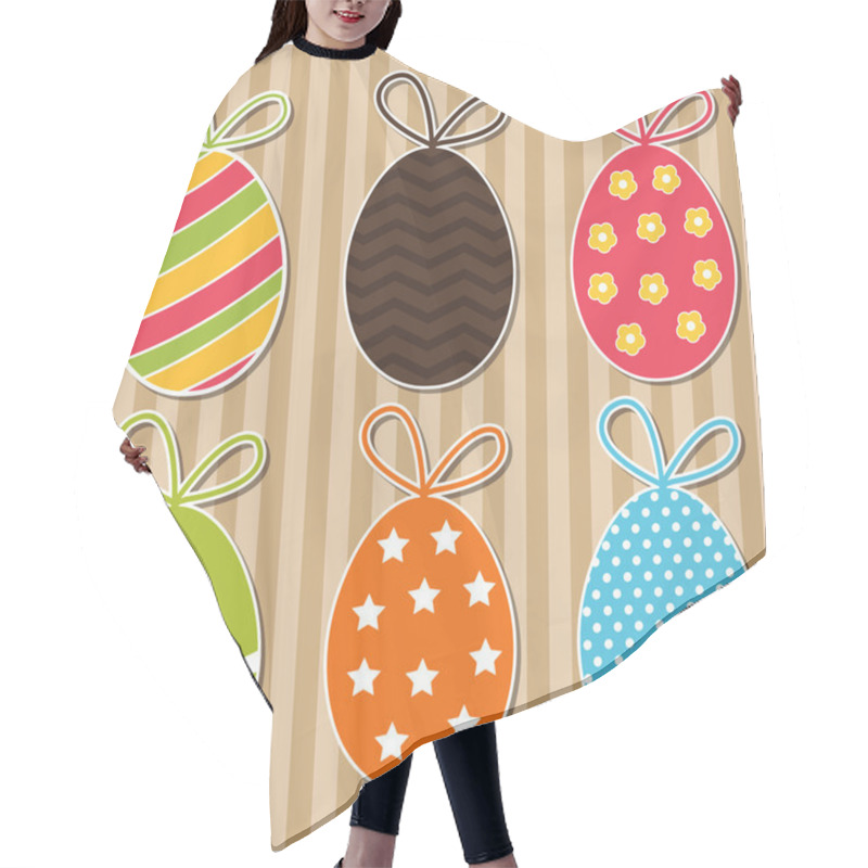 Personality  Bright Easter Eggs Card. Vector Hair Cutting Cape