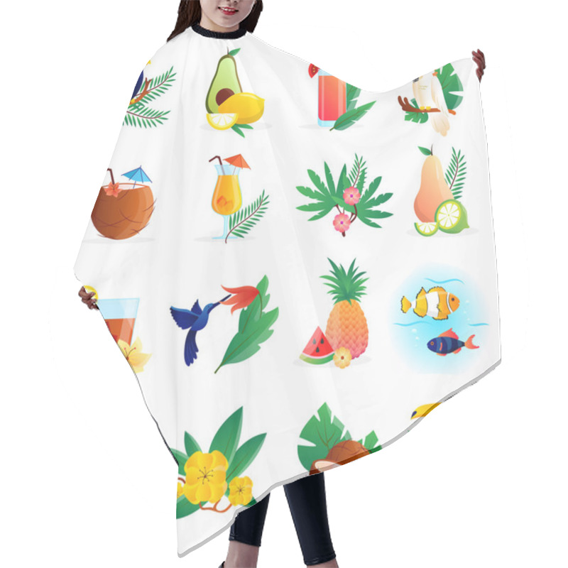 Personality  Tropical Icon Set Hair Cutting Cape