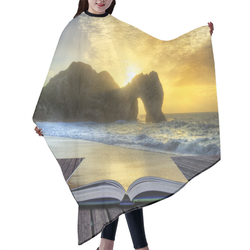 Personality  Vibrant Sunrise Over Ocean With Rock Stack In Foreground In Page Hair Cutting Cape