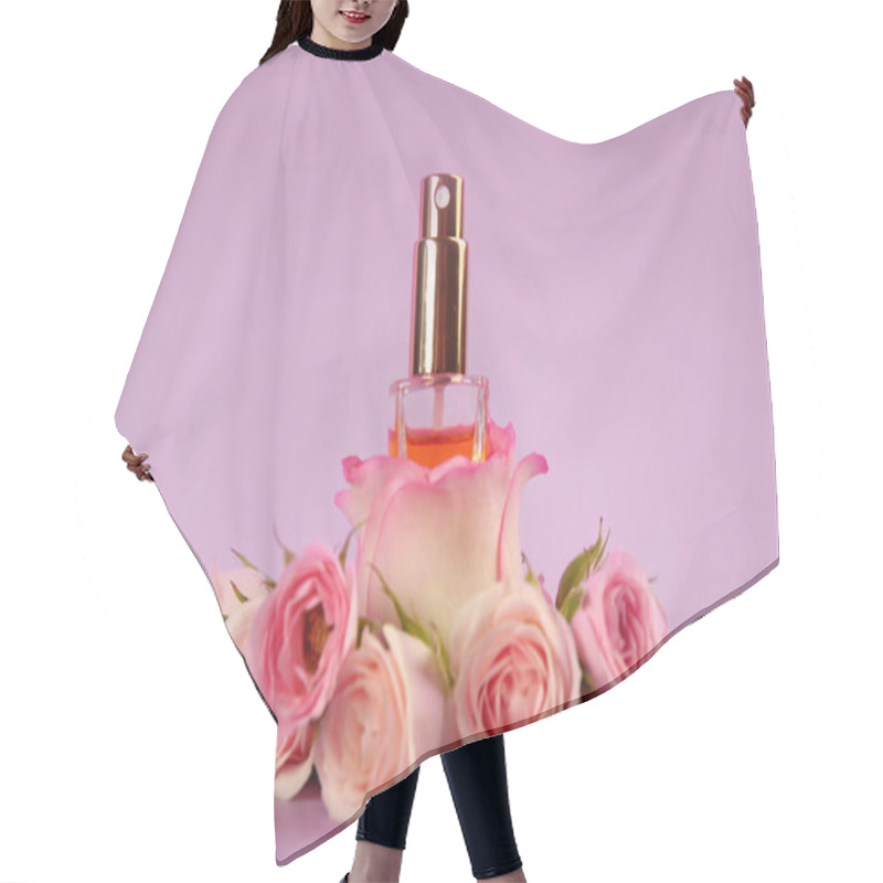 Personality  Perfume Bottle With Flowers  Hair Cutting Cape