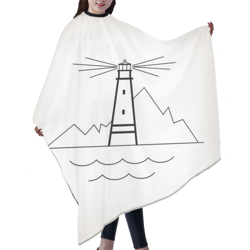 Personality  Silhouette Lighthouse On A Light Background Hair Cutting Cape