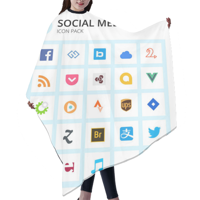 Personality  SocialMedia Itunes, Ups, Extension Manager, Strava, Whmcs Editable Vector Design Elements Hair Cutting Cape