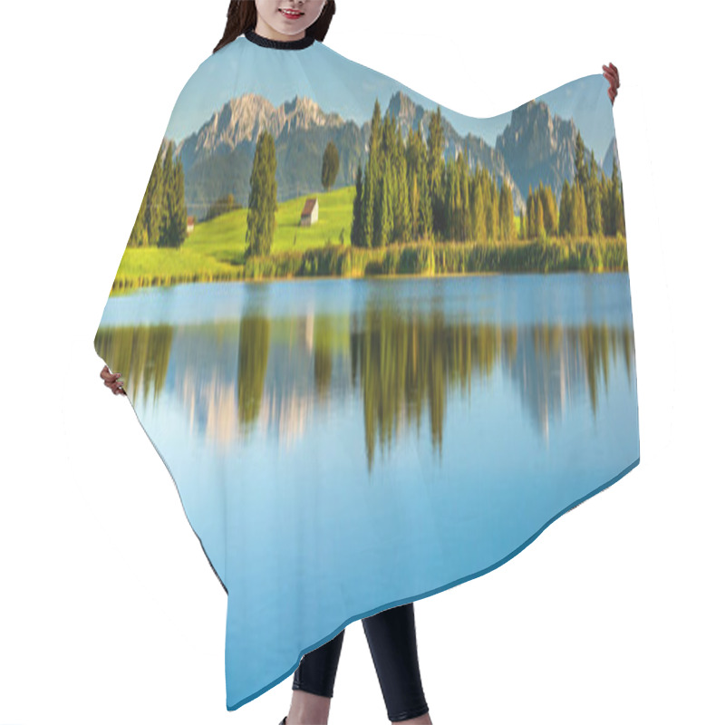 Personality  Panoramic Landscape With Alps Mountain Range At Springtime Hair Cutting Cape