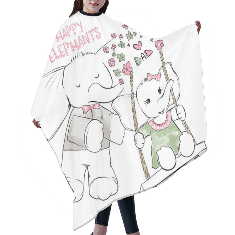 Personality  Cute Elephants / Girl And Dad Hair Cutting Cape