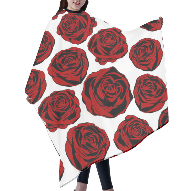 Personality  Seamless Background With Red Roses. Vector Hair Cutting Cape