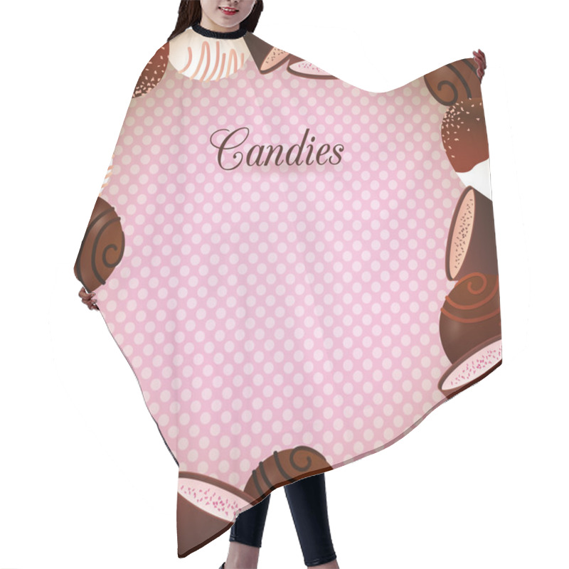 Personality  Candies Frame On Polka Dots Background Hair Cutting Cape