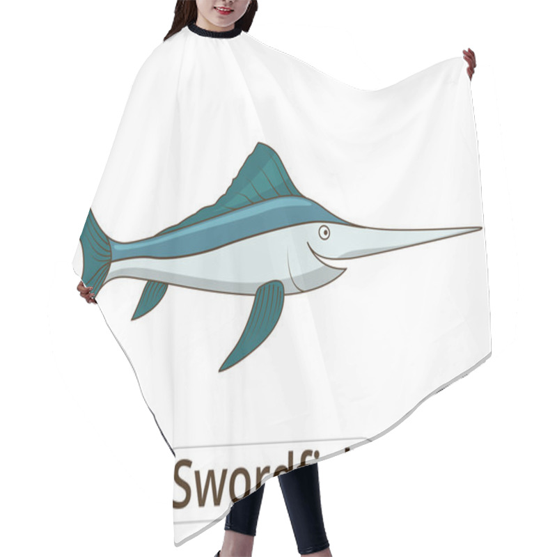 Personality  Swordfish Underwater Animal Cartoon Illustration Hair Cutting Cape