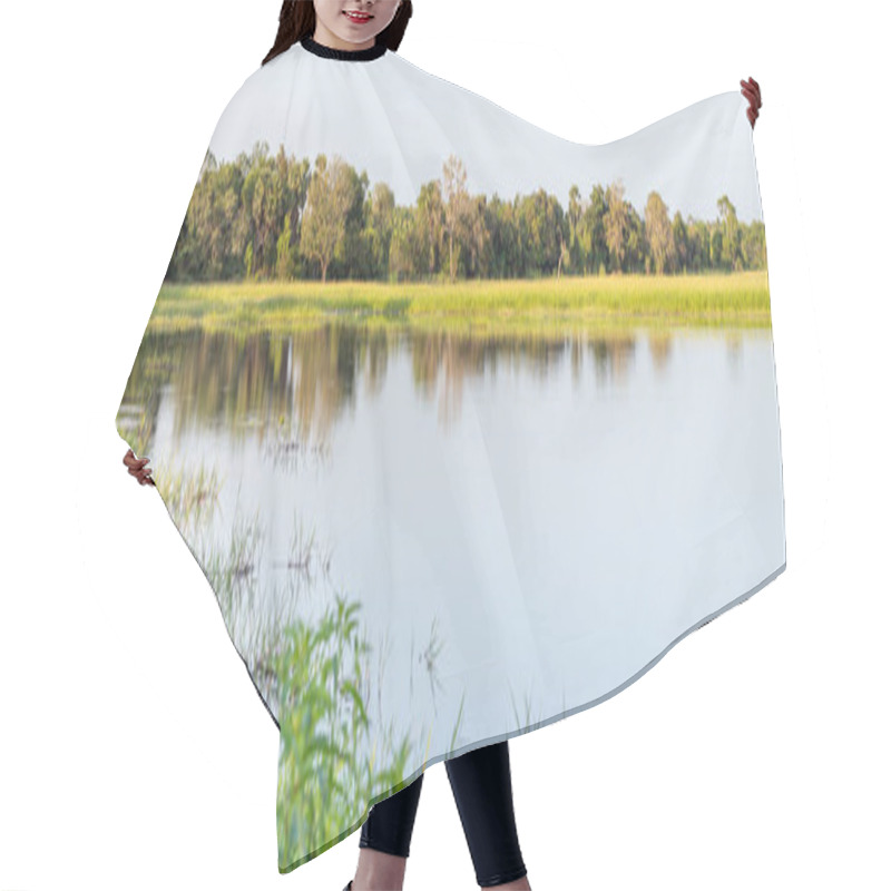 Personality  Beautiful Serene Lake Landscape Scenery Panorama Photograph. Hair Cutting Cape