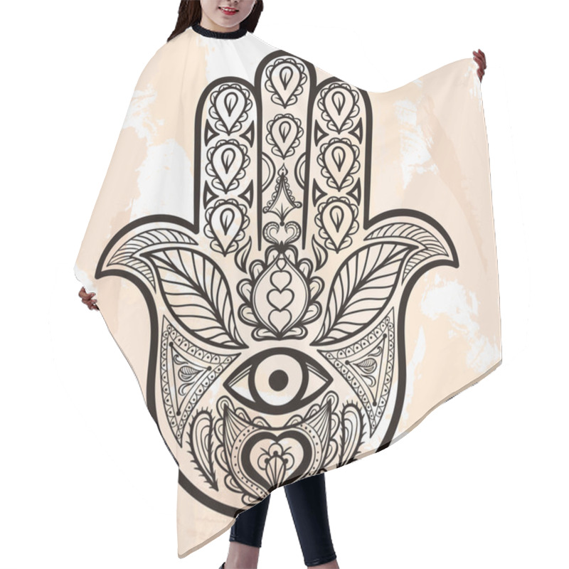 Personality  Zentangle Vector Hamsa Hand, Tattoo In Boho Style, Religion Spir Hair Cutting Cape