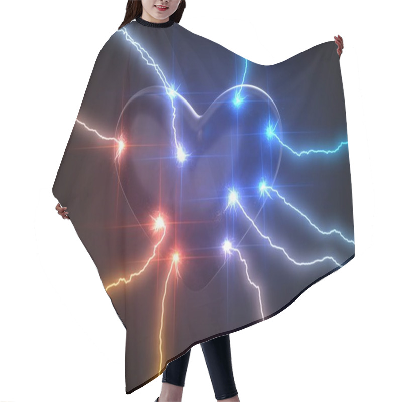 Personality  Power Of Love. Concept With Lightning On Heart. 3d Illustration Hair Cutting Cape