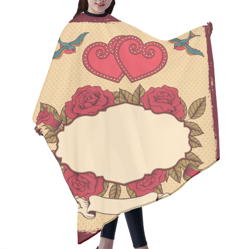 Personality  Frame With Flowers, Birds And Hearts Hair Cutting Cape