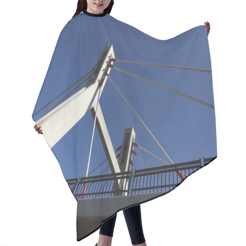 Personality  Closeup Of Bridge Construction Over Blue Sky Hair Cutting Cape