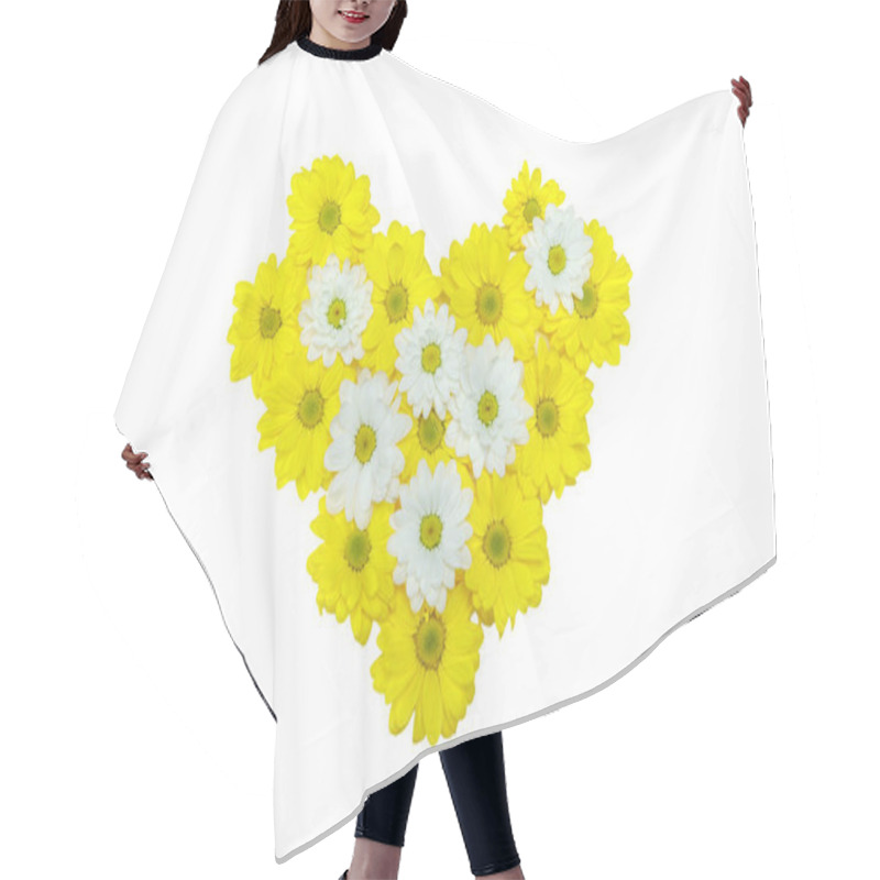 Personality  Beautiful Yellow And White Flowers Hair Cutting Cape