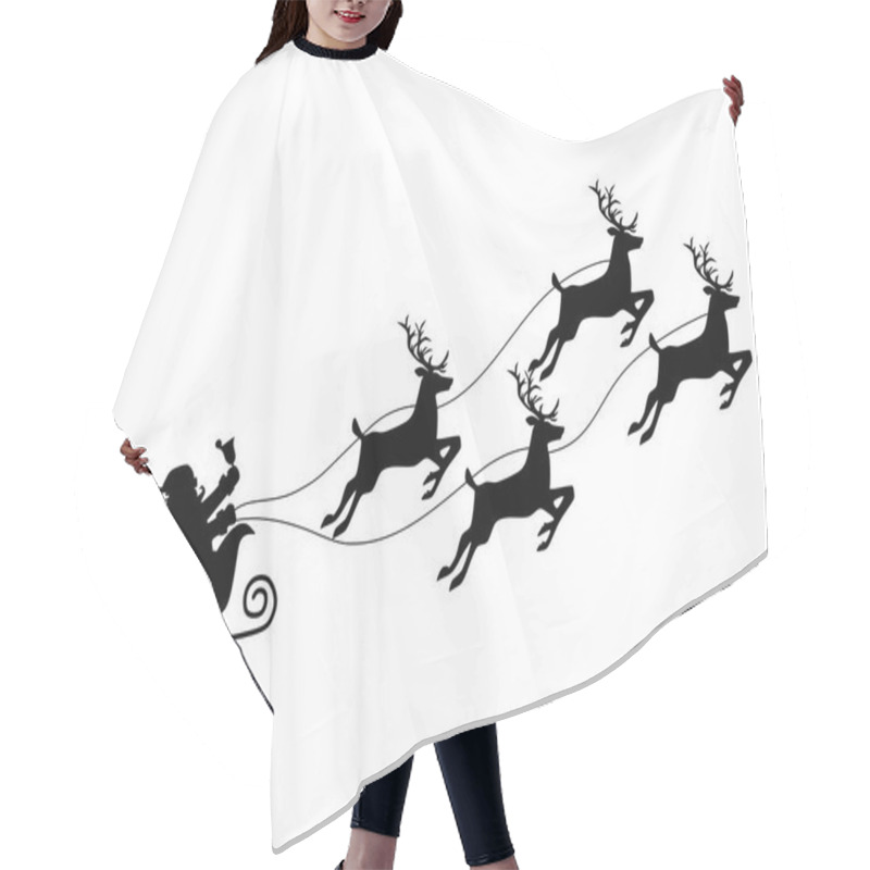 Personality  Silhouette Of Santa Claus On A Reindeer Sleigh. Isolate On White Background. Vector Illustration Eps Hair Cutting Cape