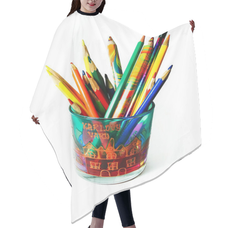 Personality  Pencils In A Glass Jar Hair Cutting Cape