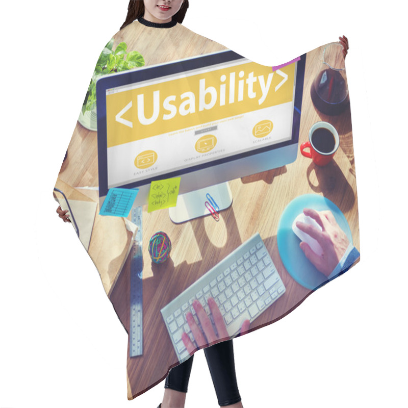 Personality  Man Using Computer With Usability Hair Cutting Cape