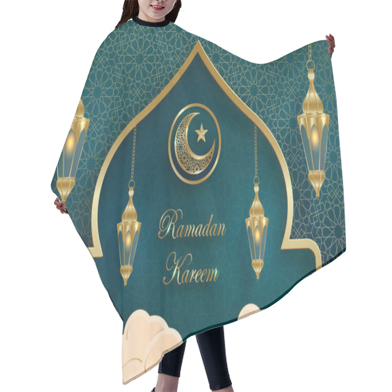 Personality  Ramadan Kareem Design On Islamic Background With Gold Pattern On Paper Color Background Hair Cutting Cape