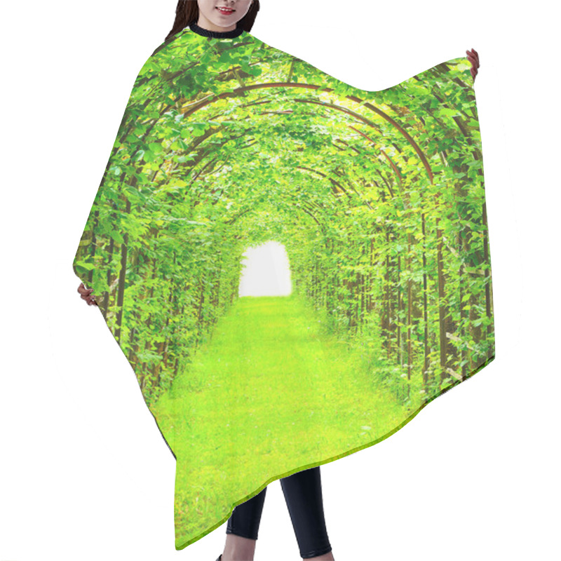 Personality  Green Tunnel In Fresh Spring Foliage.  Hair Cutting Cape