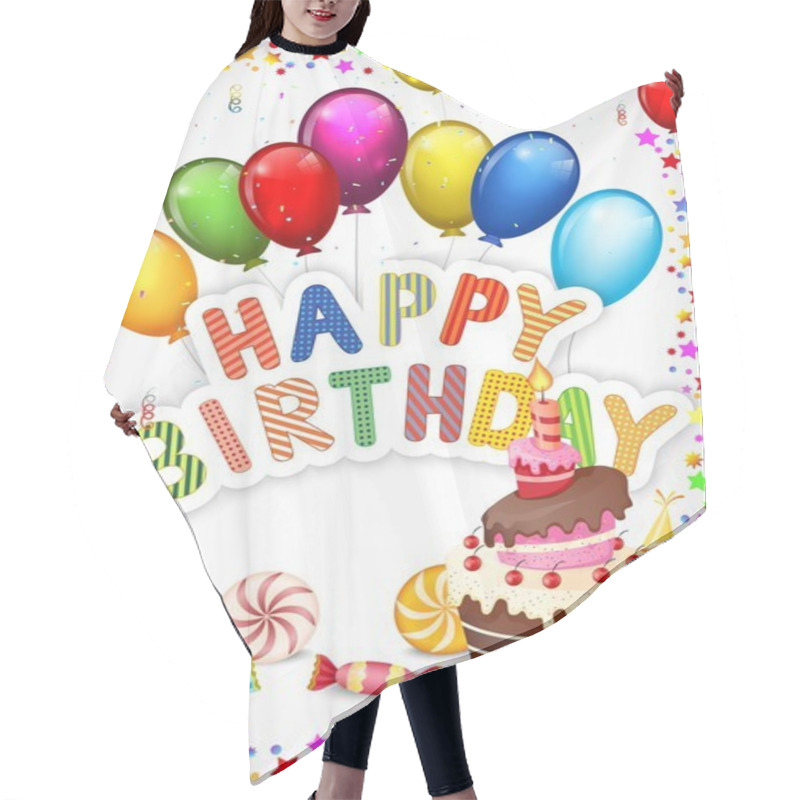 Personality  Birthday Background With Birthday Cake Cartoon Hair Cutting Cape