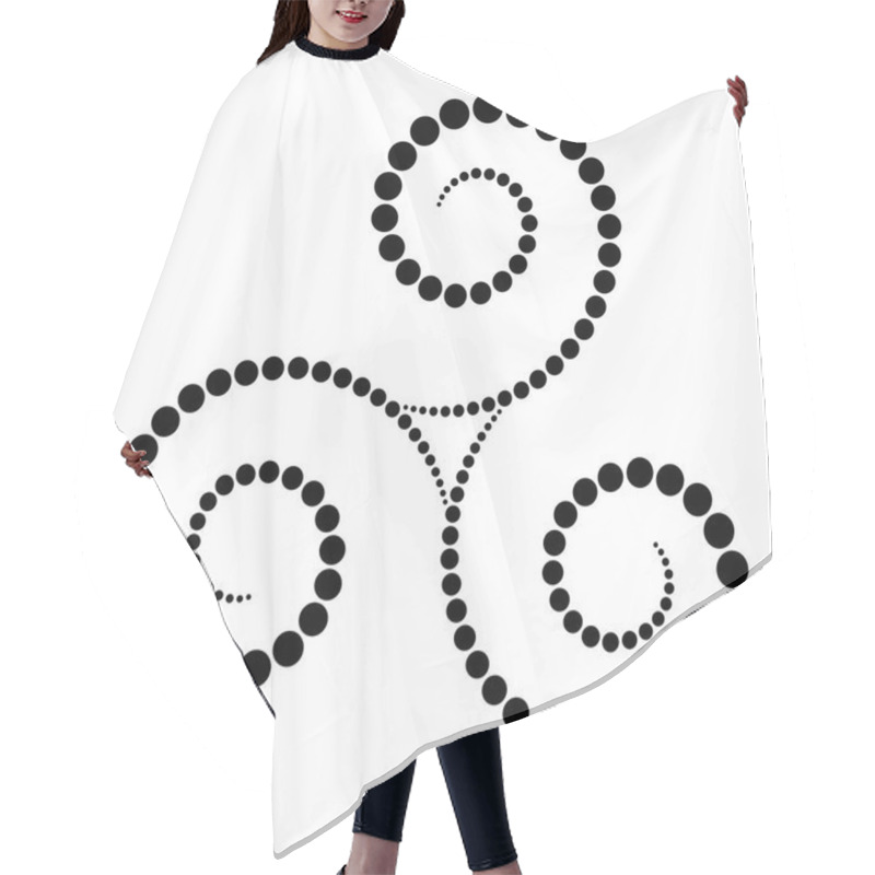 Personality  Black Dotted Celtic Triskelion Spiral. Increasing Points From The Center Of The Spirals Forming A Triple Spiral. Twisted And Connected Spirals. Isolated Illustration On White Background. Vector. Hair Cutting Cape