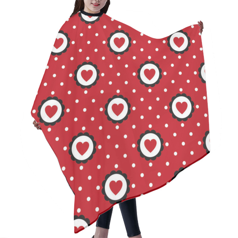 Personality  Heart Seamless Pattern With Polka, Dot Vector Background Hair Cutting Cape