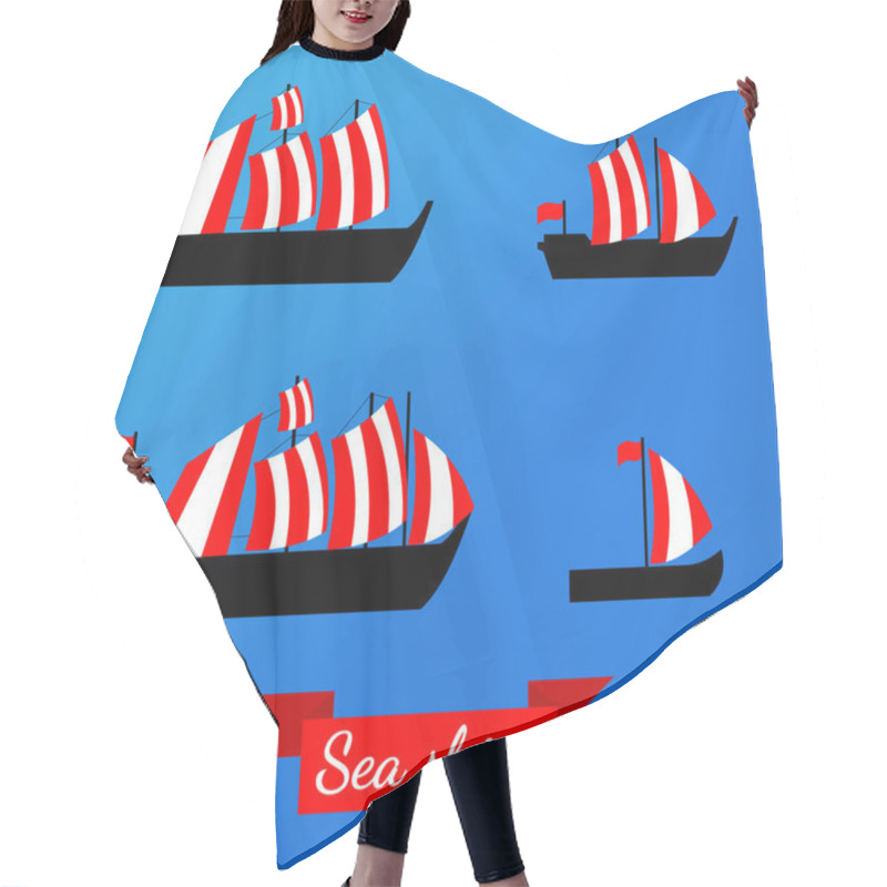 Personality  Set Of Ships. Vector Illustrations. Isolated. Flat. Hair Cutting Cape