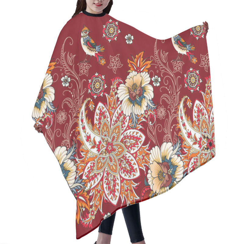 Personality  Seamless Border With Paisley And Flowers Hair Cutting Cape