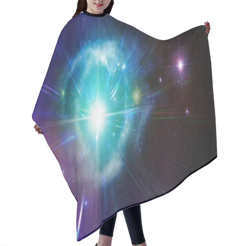 Personality  Big Starburst And Nebula Lights In Deep Space. Cosmos And Starry Space Background Image Hair Cutting Cape