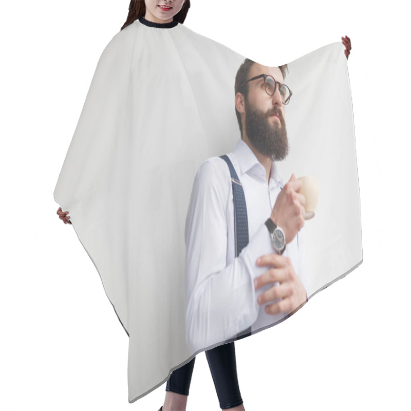 Personality  Contemporary Elegant Businessman Looking Away Hair Cutting Cape