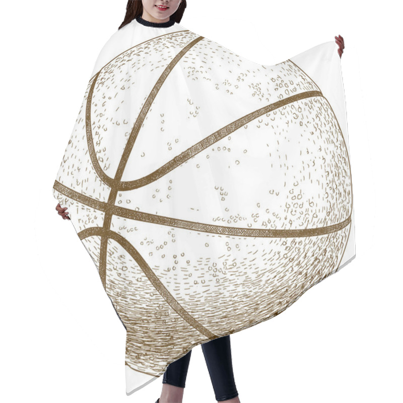 Personality  Engraving  Illustration Of Basketball Ball Hair Cutting Cape