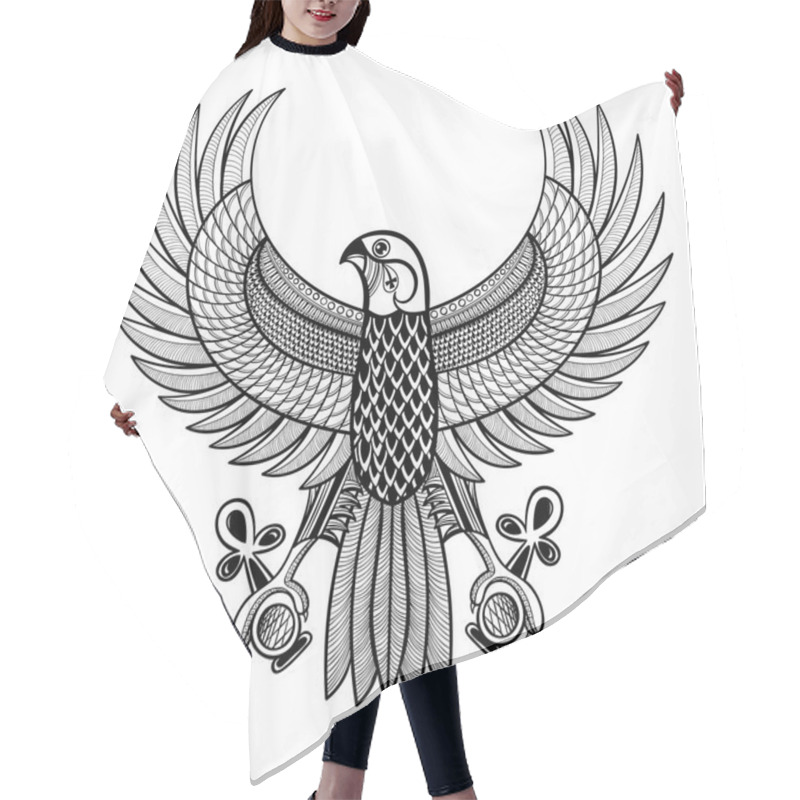 Personality  Hand Drawn Artistically Egypt Horus Falcon, Patterned Ra-bird In Hair Cutting Cape