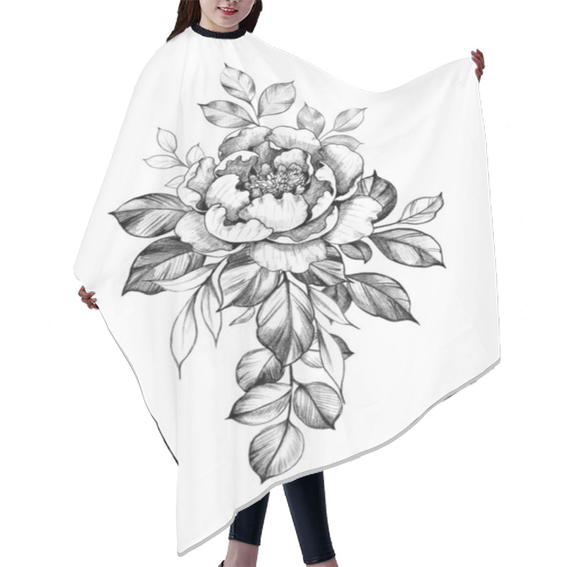 Personality  Hand Drawn Flower With Leaves Hair Cutting Cape