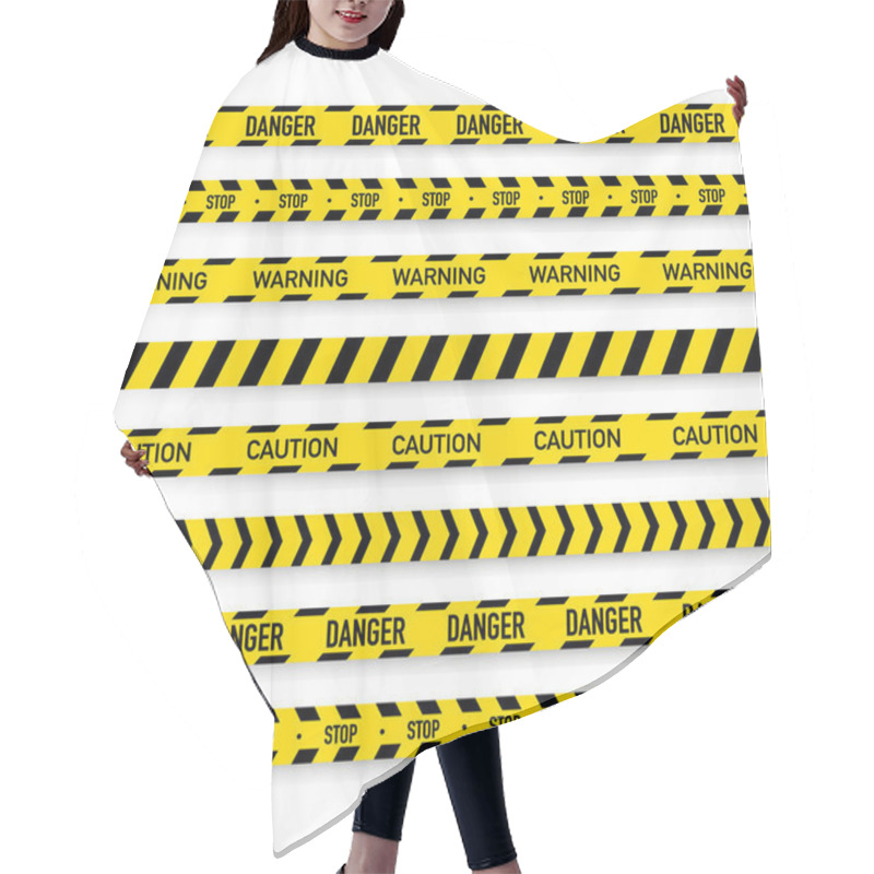 Personality  Black And Yellow Police Stripe. Vector Illustration Hair Cutting Cape