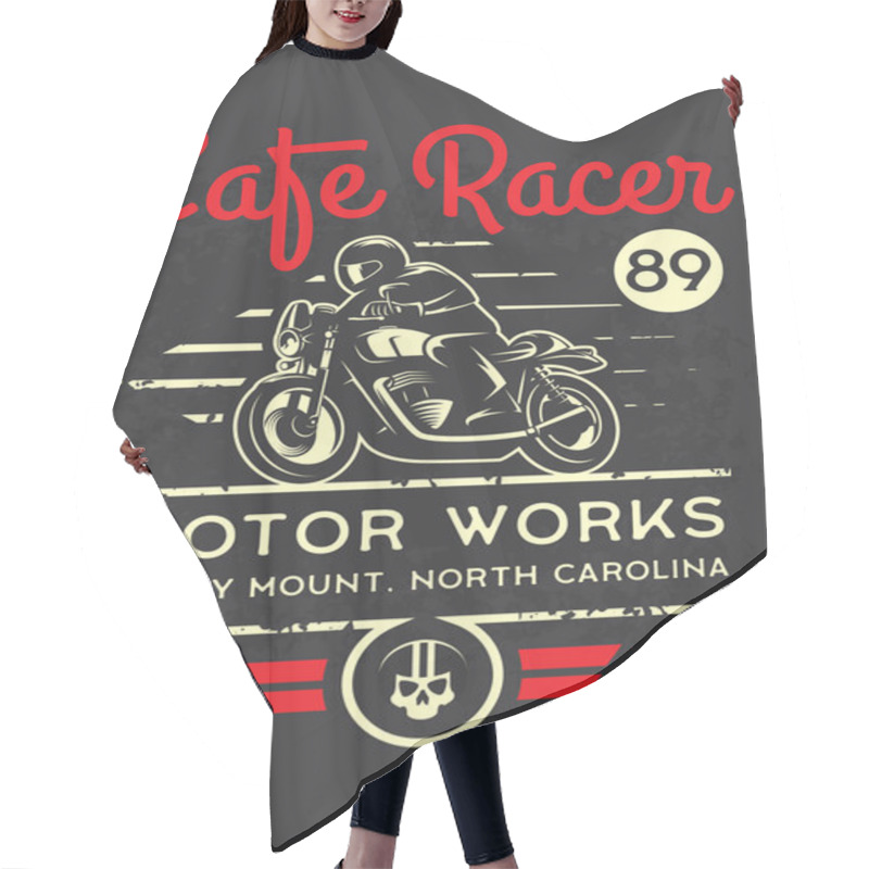 Personality  Classic Cafe Racer Motorcycle For Printing With Grunge Texture. T-shirt Printing Design. Retro Motorcycle Poster. Hair Cutting Cape