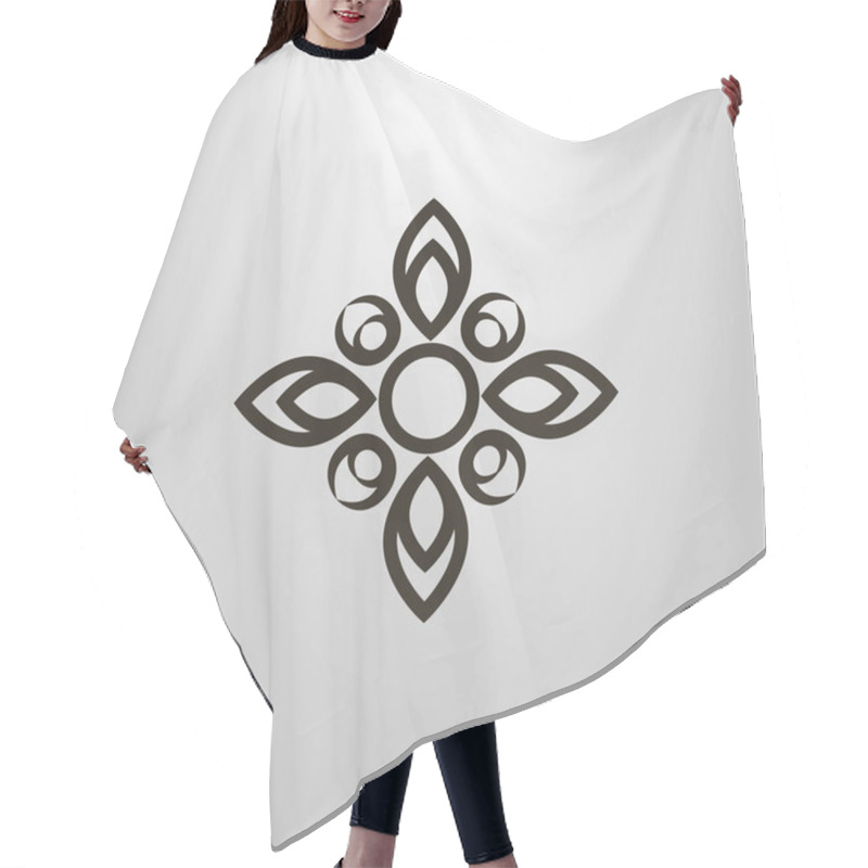 Personality  Black And White Abstract Symbol Of Flower With Four Petals In The Form Of A Cross Hair Cutting Cape