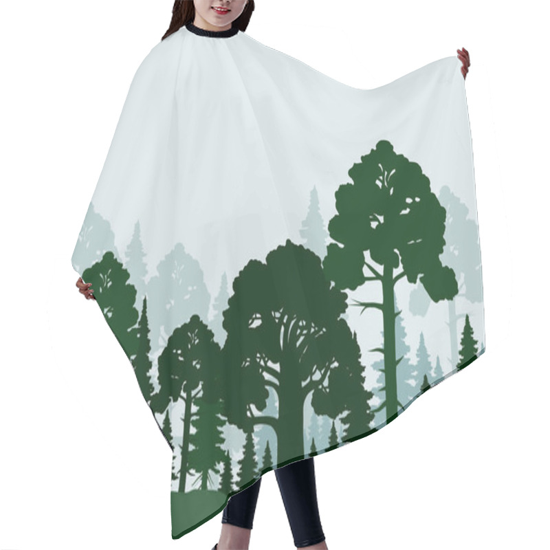 Personality  Forest Background With Fir Trees And Pines Silhouettes. Vector Illustration Hair Cutting Cape