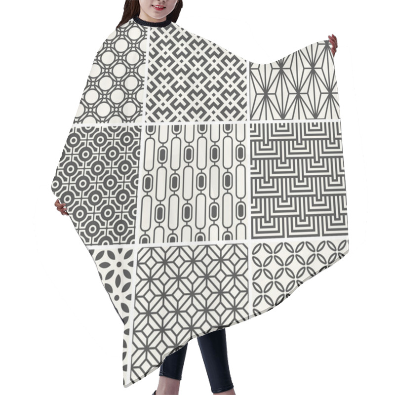 Personality  Set Of Endless Monochrome Simple Patterns Hair Cutting Cape