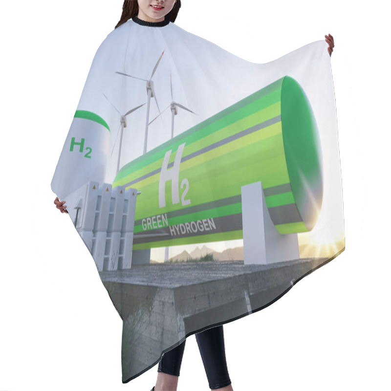 Personality  Green Hydrogen Renewable Energy Production Facility - Green Hydrogen Gas For Clean Electricity Solar And Windturbine Facility Hair Cutting Cape