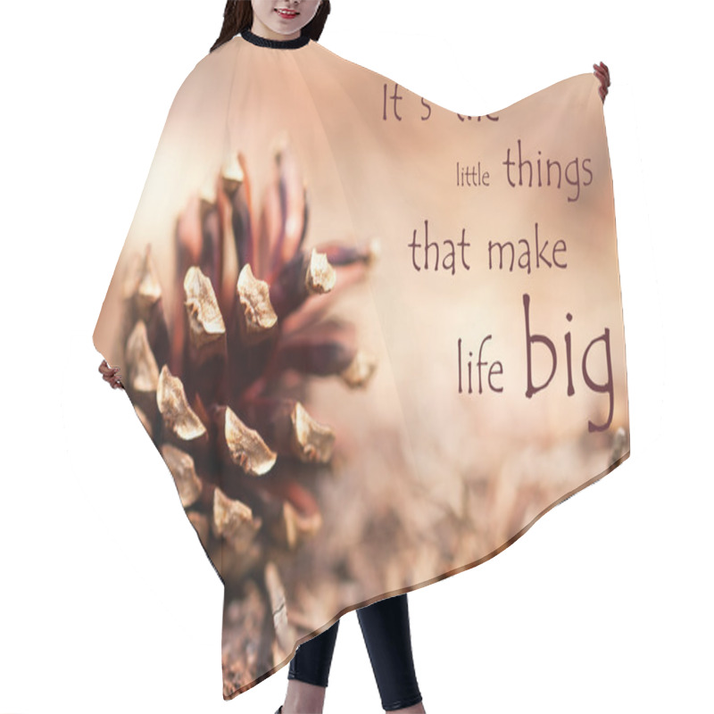 Personality  Fir Cone With Saying Its The Little Things That Make Life Big Hair Cutting Cape