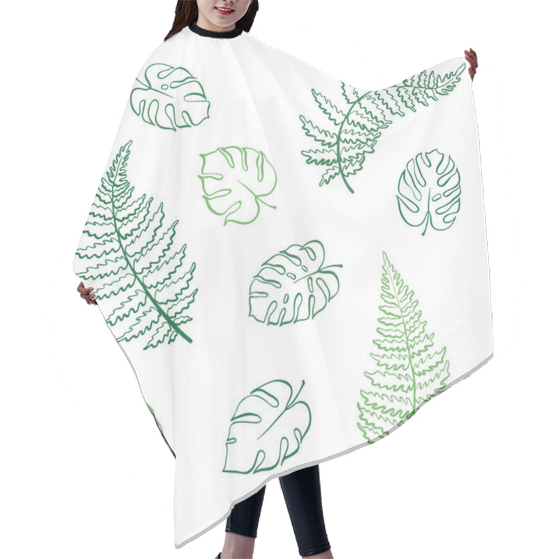 Personality  Vector Illustration Of Fern And Monstera Leaves Hair Cutting Cape