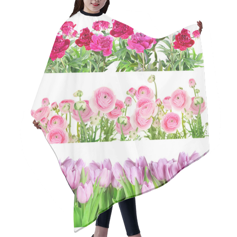 Personality  Collage Of Beautiful Summer Flowers In Rows Hair Cutting Cape