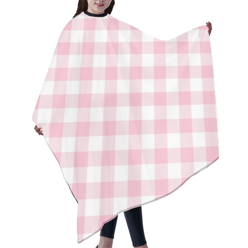 Personality  Cute Trendy And Fashionable Pink Simple Gingham Checkered Pattern Background Template Design Element Hair Cutting Cape