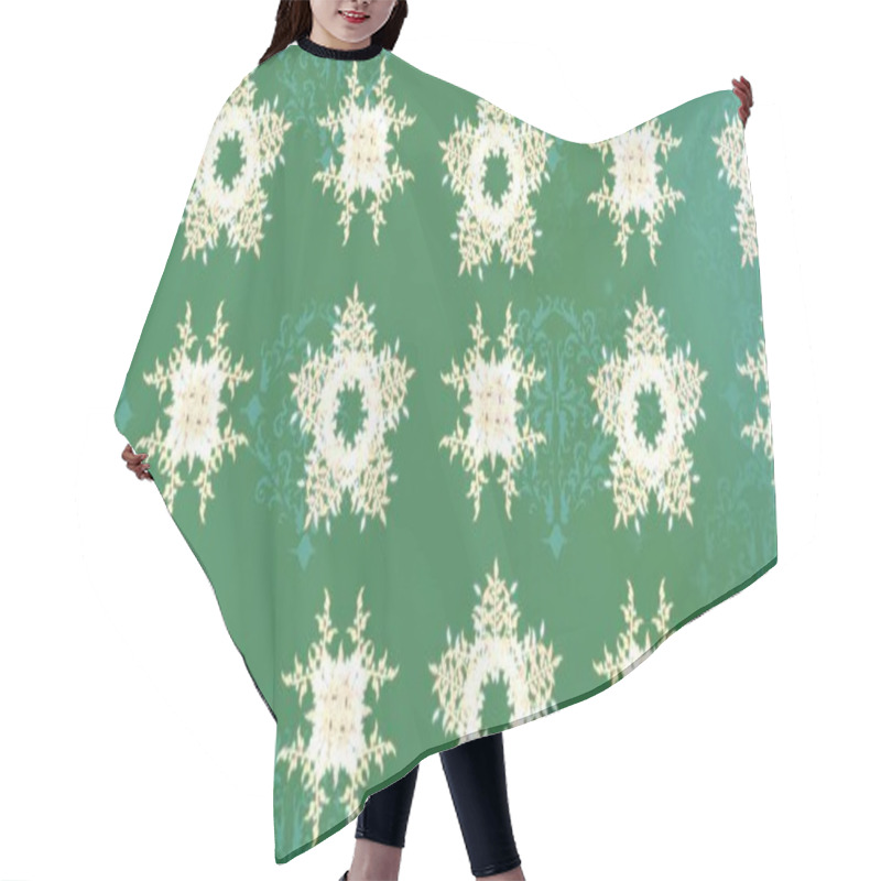 Personality  Winter Snowflakes, Raster Background. Repeated Texture For Surface, Wrapping Paper, Snowflake On Green And Neutral Colors. Hair Cutting Cape