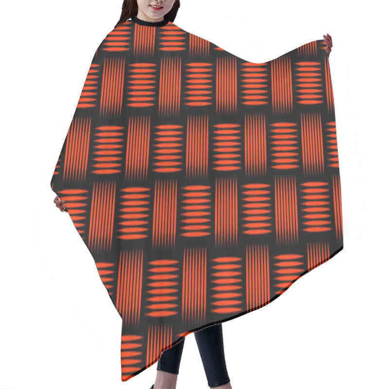 Personality  Abstract Geometric Pattern With Lines, Webbing, Rhombuses Seamless Background. Black And Red Hair Cutting Cape