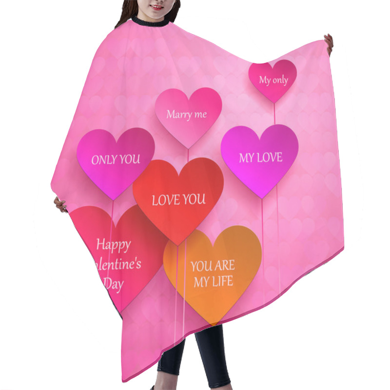 Personality  Greeting Card For Valentine's Day. Set Of Hearts. I Love You, Marry Me Hair Cutting Cape