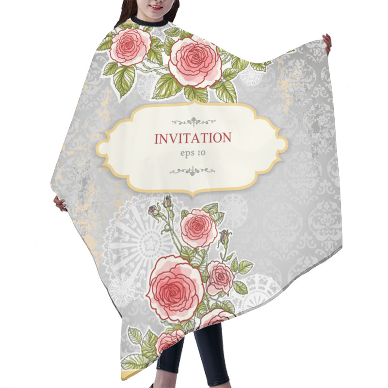 Personality  Floral Invitation Card Hair Cutting Cape