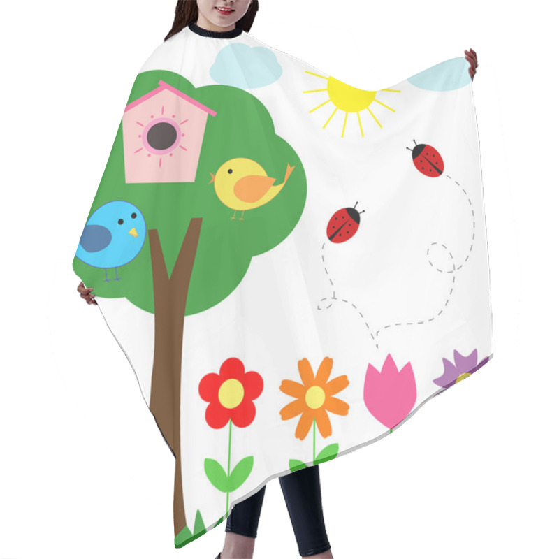 Personality  Set Of Flowers Ladybugs Birds Hair Cutting Cape