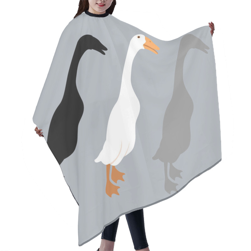 Personality  Peking Duck  Vector Illustration Flat Set Hair Cutting Cape