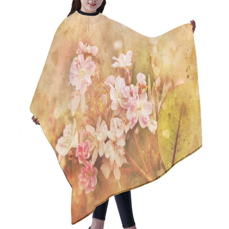 Personality  Grunge Background With Flowers Hair Cutting Cape