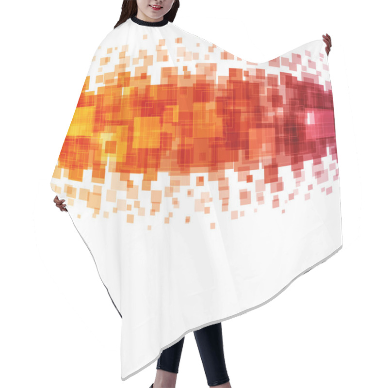 Personality  Abstract Geometric Squares Lines Orange Vector Background. Hair Cutting Cape